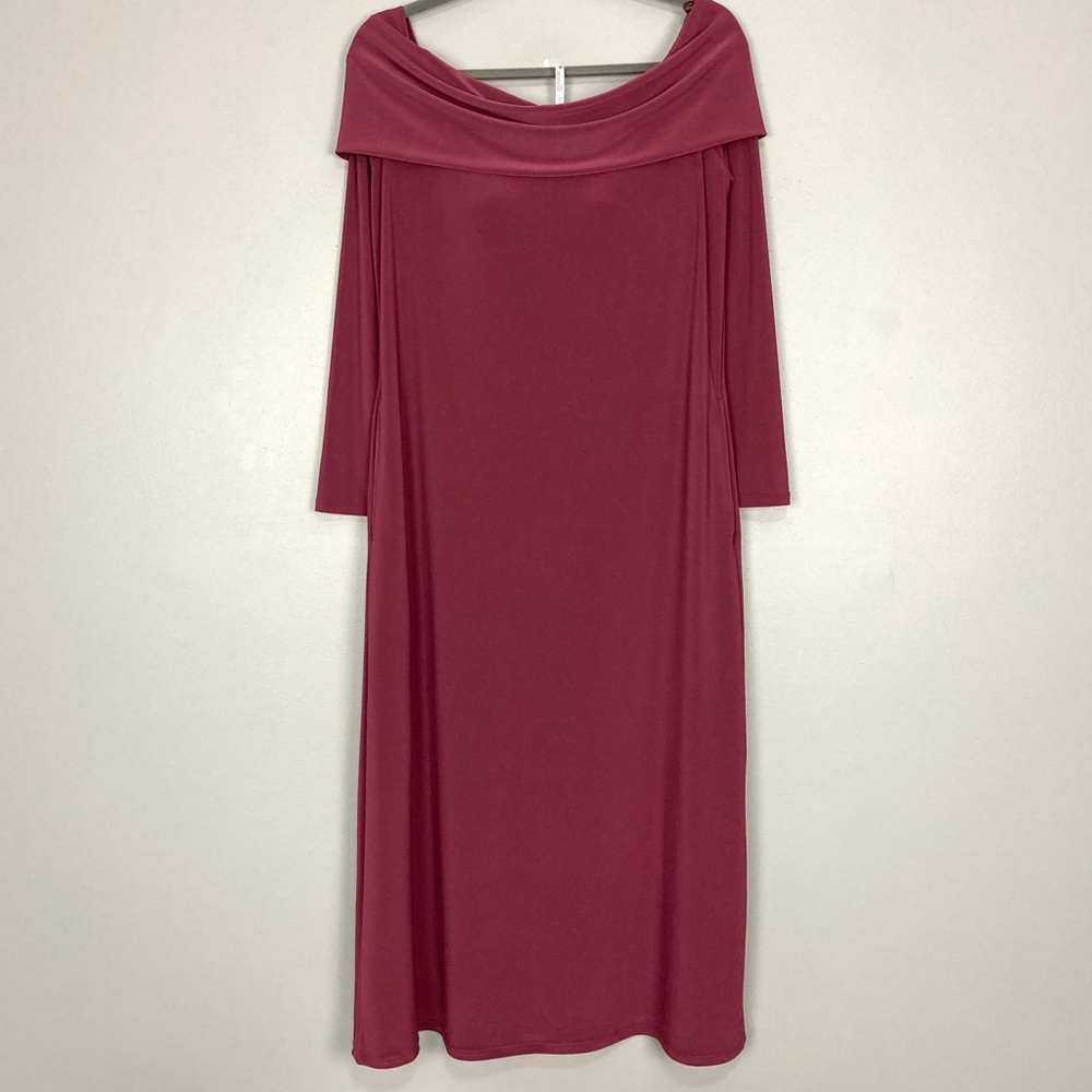 Soma Matte Jersey Midi Bra Dress Women’s Sz M Off Shoulder Long Sleeves Stretch - Picture 2 of 9